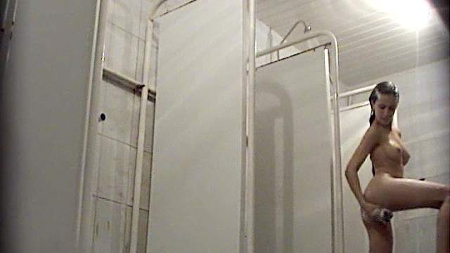 Spicy wet babe is taking shower in the voyeur vid