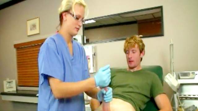 Nurse blonde in glasses gets cumshot