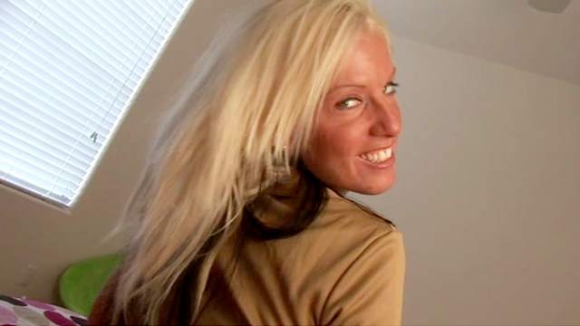 Blonde Tricia Storm shows off her riding skills