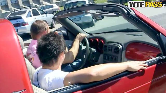 Kissing in a convertible