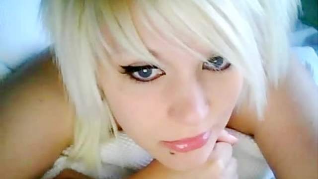 Amateur, Bedroom, Blonde, Blue eyes, Emo, Masturbation, Perfect body, Piercing, Shaved pussy, Short hair, Small tits, Toys, Vibrator