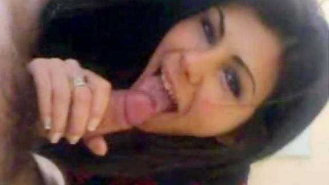 Dark-haired girlfriend gives a nice blowjob