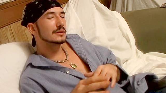 Horny gay is smoking and masturbating