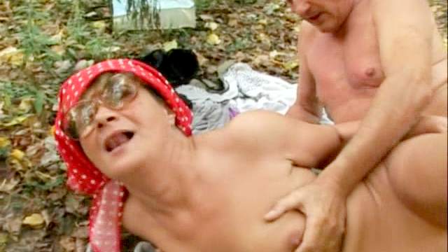 Hardcore outdoor sex with granny and granpda