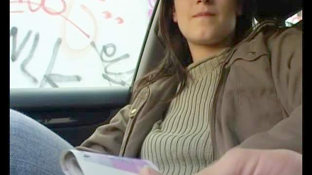 Sweater girl sucks dick in car