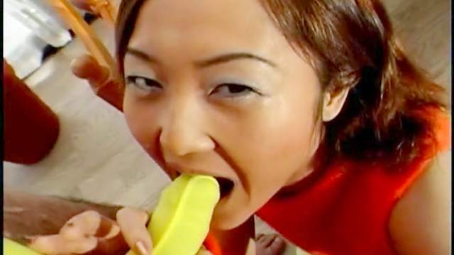 Pretty Asian is sucking this tasty dick and swallowing