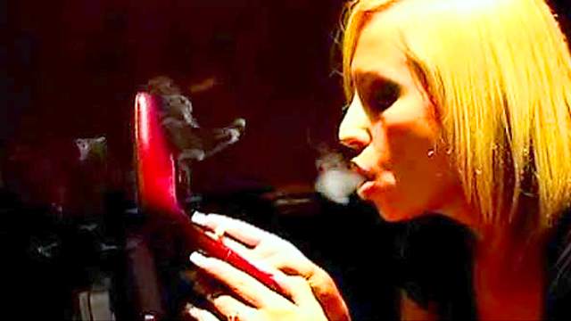 Natural tits blondie smoking cigarette on camera