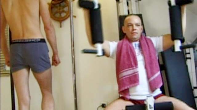 Two muscular boys are fucking in the gym