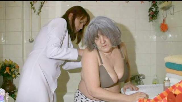 Cute granny and young lady are fucking
