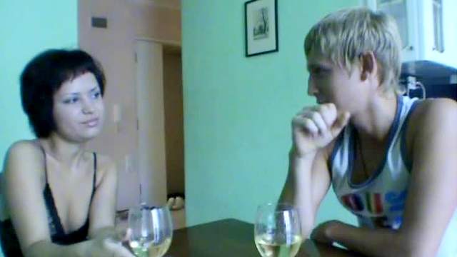 Teens share wine and fuck