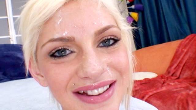 Amateur blonde Christine is getting a facial