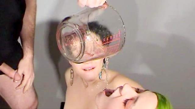 Slutty hardcore chicks are swallowing piss!