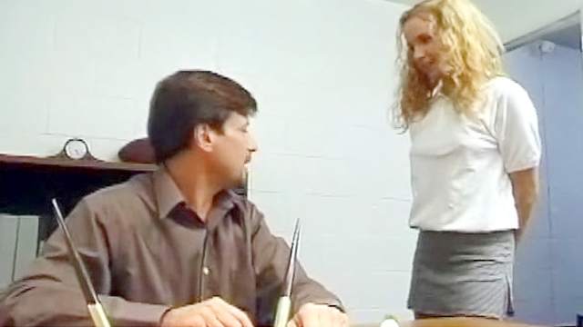 Blonde teenager with small tits gets laid on the desk