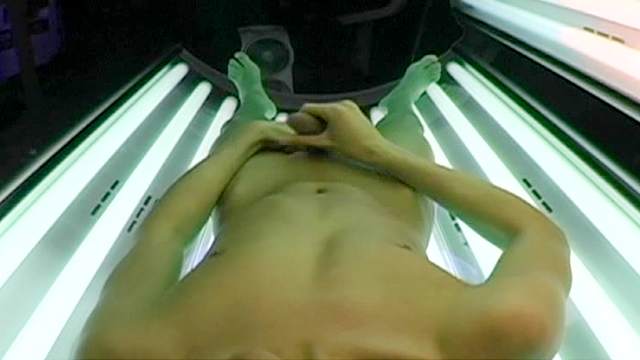 Sexy gay is cumming on his stomach