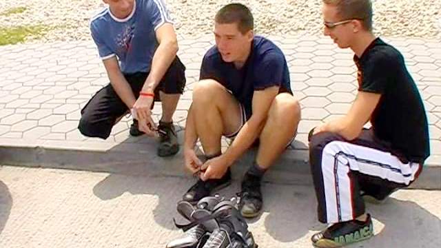 Three horny gays suck their cocks outdoors and have anal