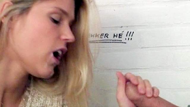 Gloryhole scene with hot blonde Vienna