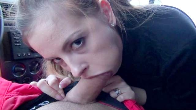 Sweet Alexa is sucking this big dick in the car