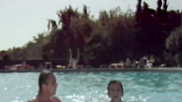 Vintage sex in the pool with skinny blonde