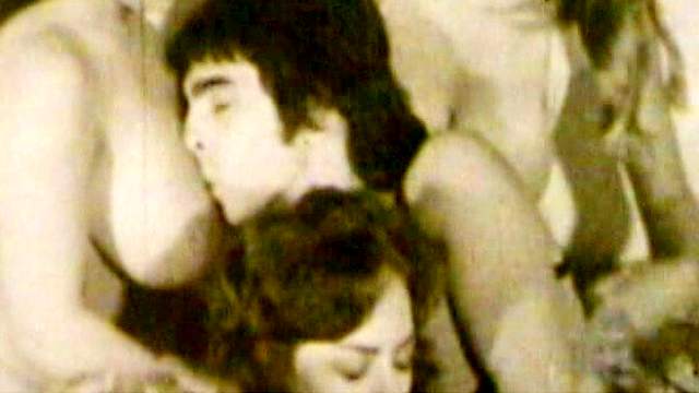 Vintage group sex in room with delicious busty milfs