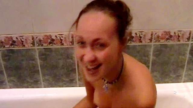 Smily brunette Tanya fucks in the bathroom