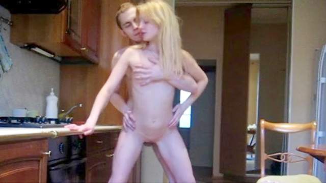 Russian blonde Samantha fucks in the kitchen