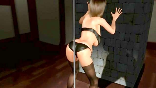 Stunning stripper undresses herself in 3D scene