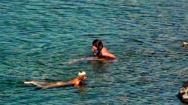 Sexy voyeur scene with redhead babe