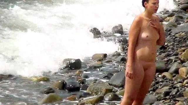 Sexy fat nudist shows off her body
