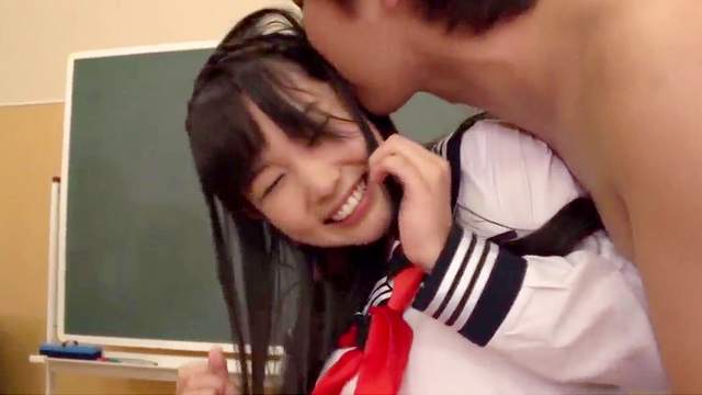 Schoolgirl fucked by horny students in Japanese video