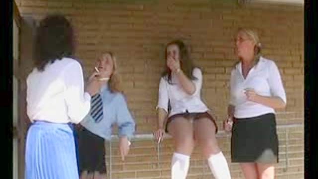 Four schoolgirls spanked and caned