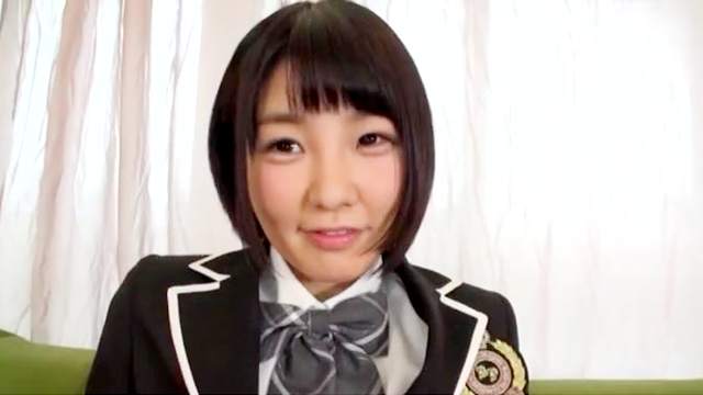 Asian GF Hitomi Kanami in school uniform masturbates with a vibrator