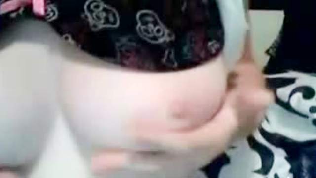 Webcam teen fondles super perky tits