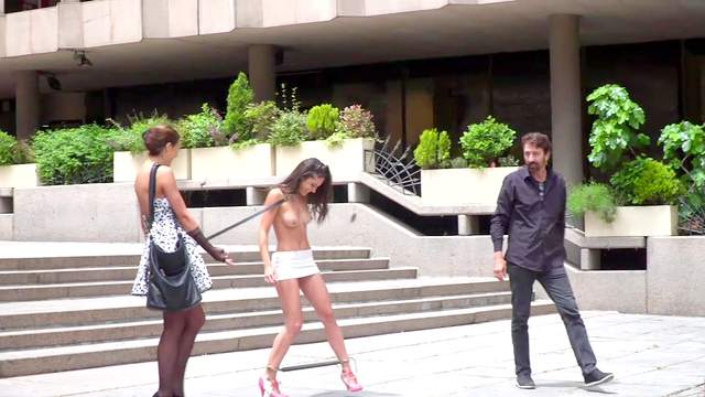 Slave girl fucked and walked in public during shameful fetish