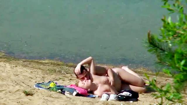 Hot couple fucks on the beach