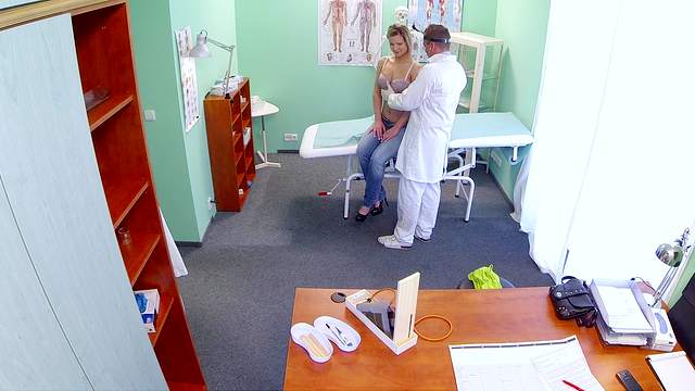 Samantha, a cute blonde, gets a highly physical exam from her physician