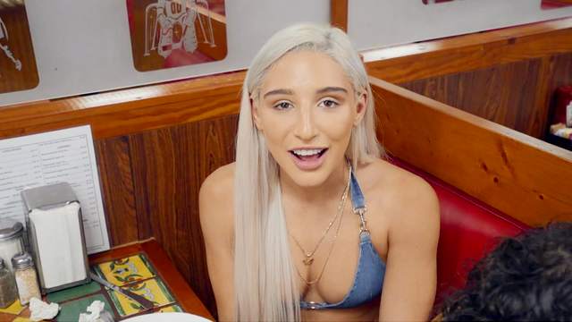 Abella Danger cheats on boyfriend with a waiter in a public bathroom