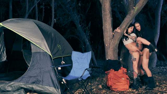 Joanna Angel's camping fun includes a rough ass pounding at nighttime