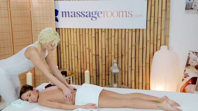 Aroused women touch pussies during erotic massage
