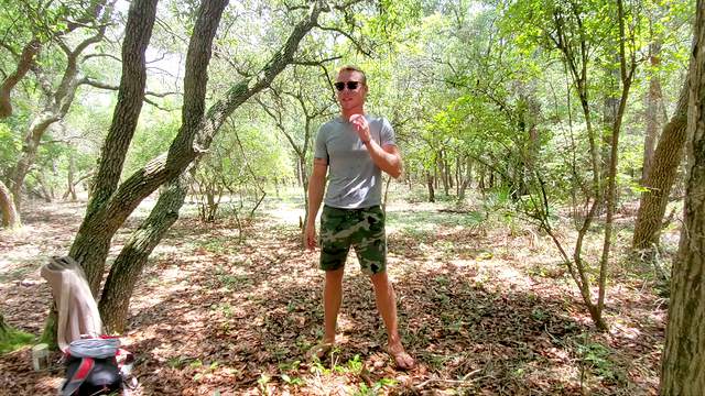 Hunky Justin Matthews heads out to nature to rub one out