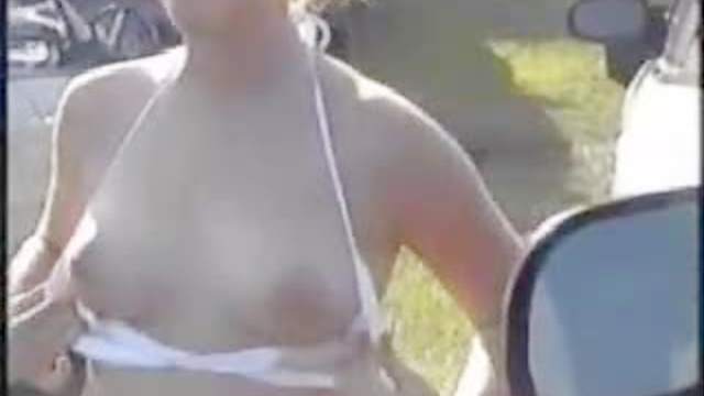 Tit flashing girls in parking lot