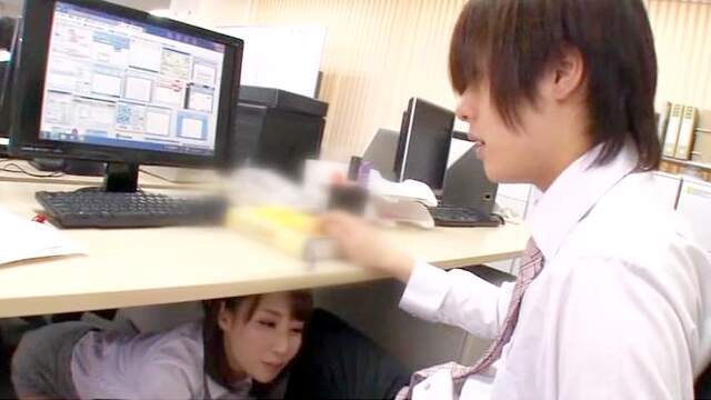 Asian office girl Ayami Shunka sucks dick and gets facialized