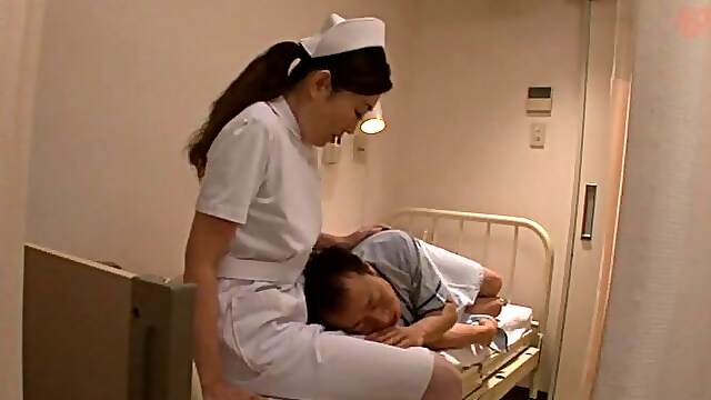 Japanese nurse treats man with extra sloppy BJ