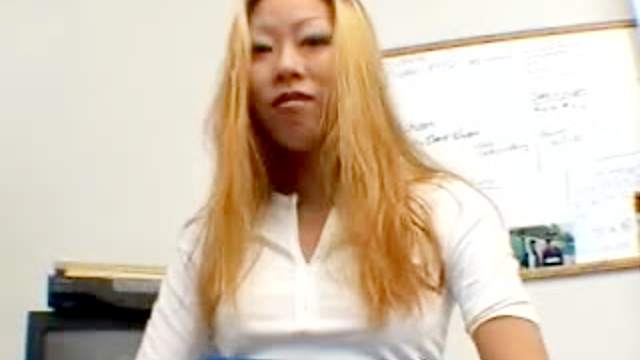 Lustful Asian secretary shows us her fantastic smoking hot body