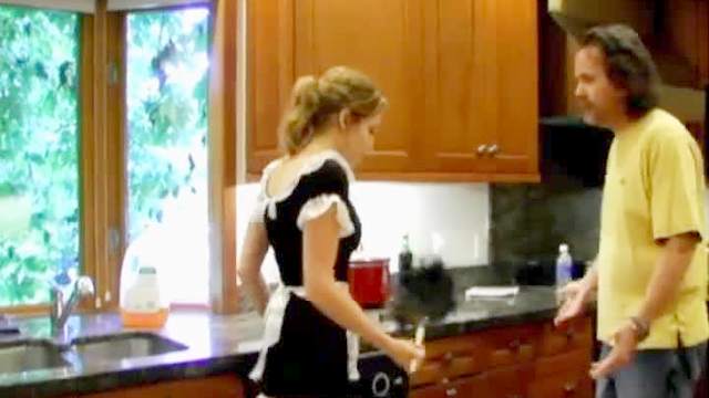 Naughty French maid spanked