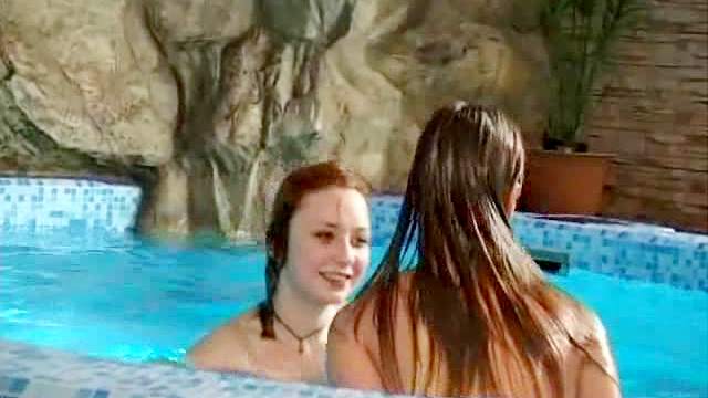 Teens kiss in hot tub