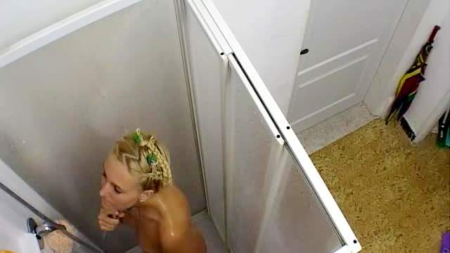 Cute blonde lesbo chicks got caught taking a shower together