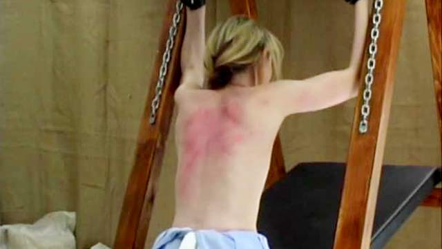 Young and graceful blonde is feeling real pain