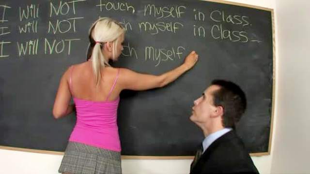 Gorgeous Barbie Addison is satisfying her lovely principal in the school