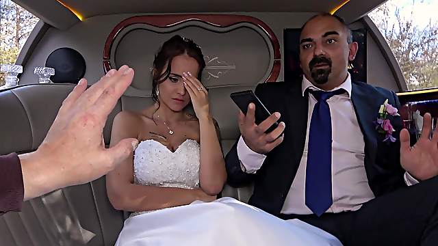 Latina bride fucks with her father-in-law in the back of the limo