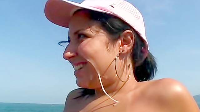 Brazilian girl fucked outdoors by the ocean